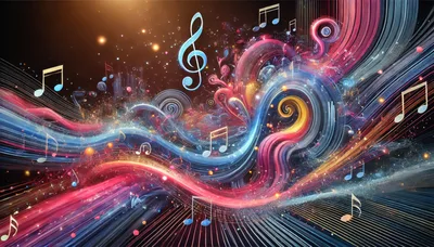 Abstract Musical Waves With Floating Notes
