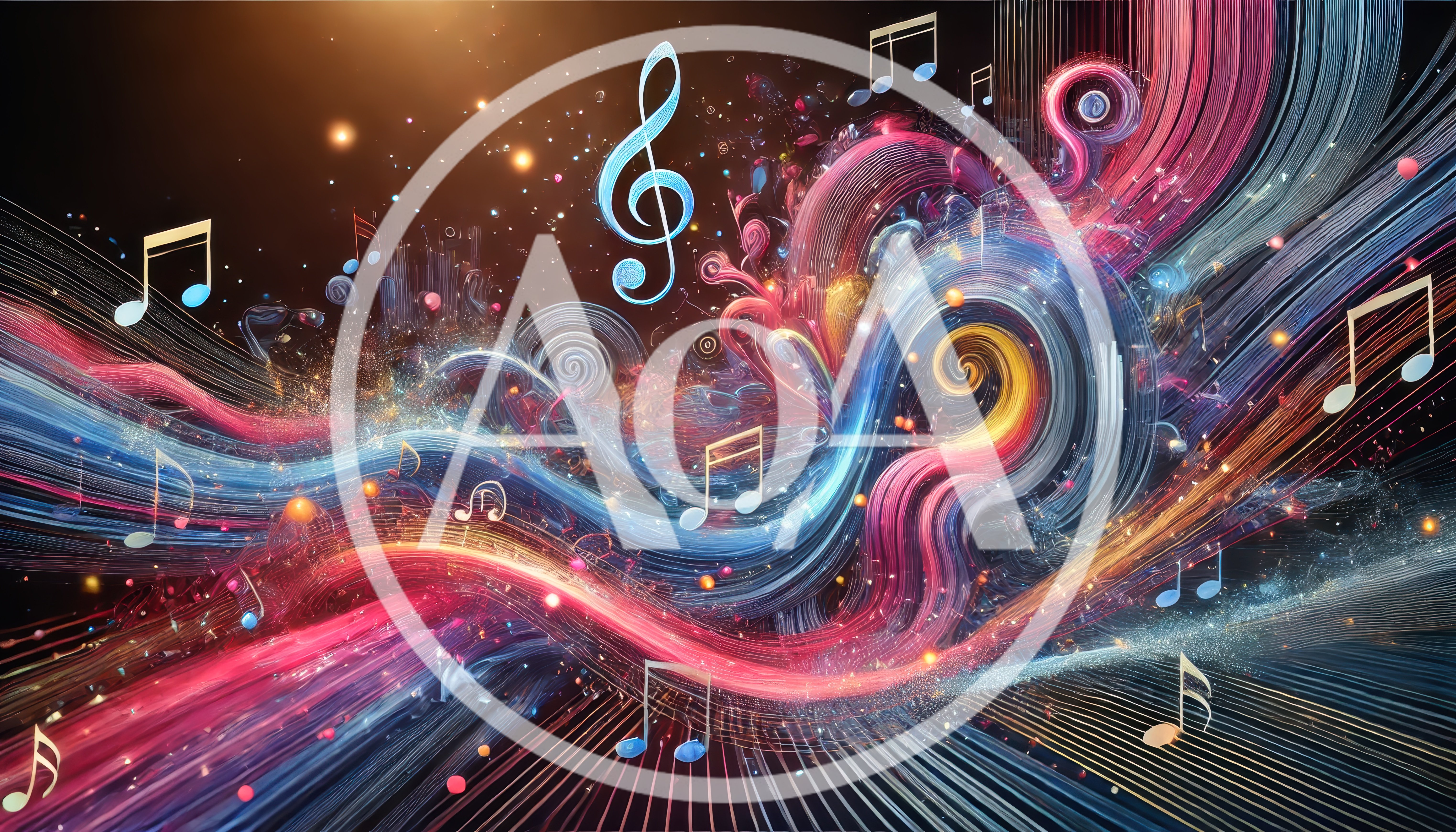 Abstract Musical Waves With Floating Notes