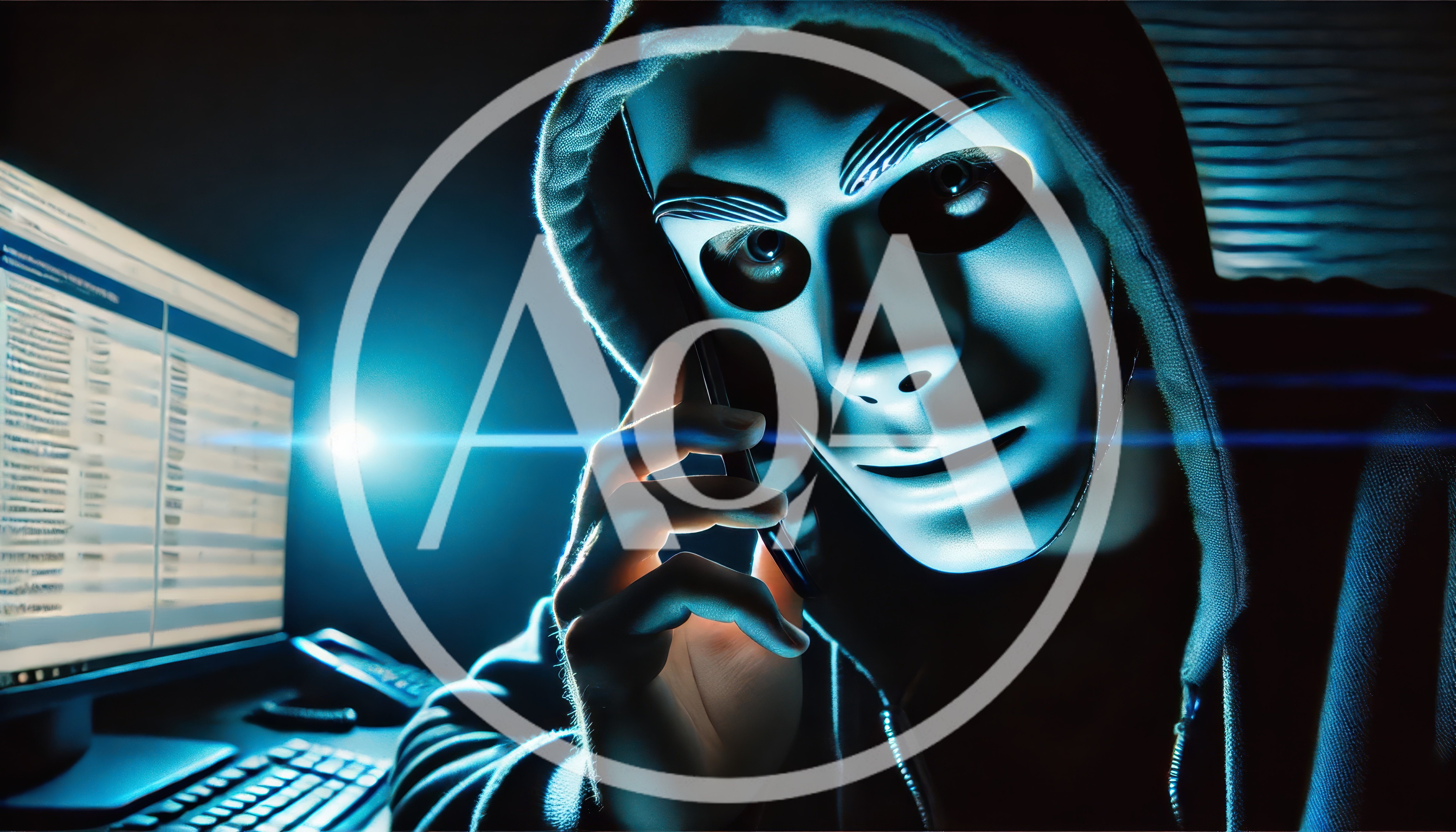 Hacker Wearing Anonymous Mask Talking On Smartphone