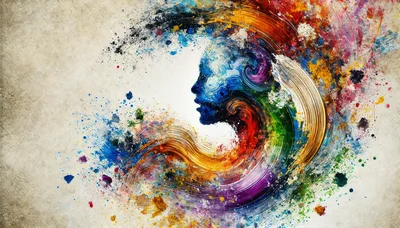 Abstract Human Profile With Vibrant Swirling Paint Strokes
