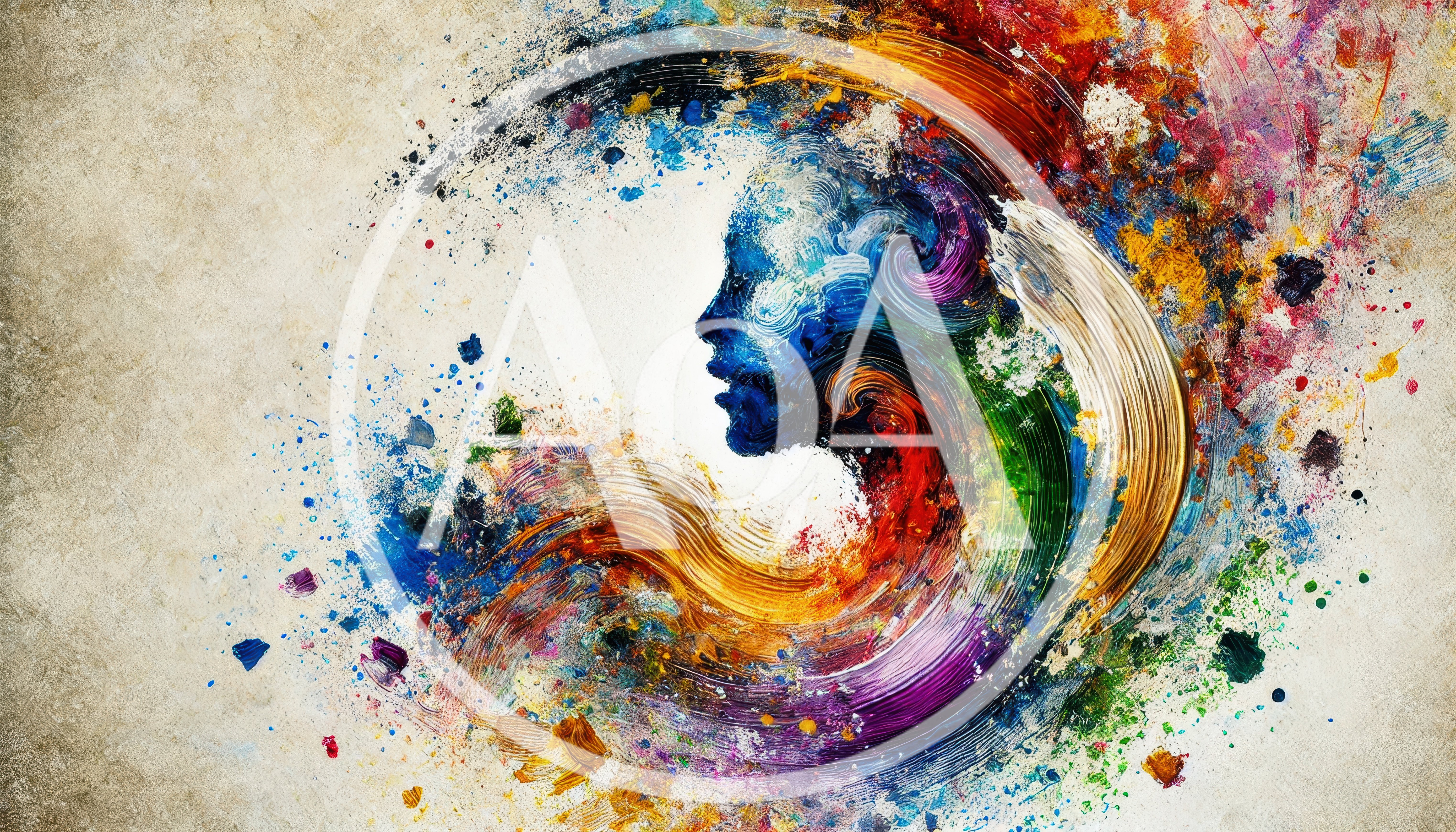 Abstract Human Profile With Vibrant Swirling Paint Strokes