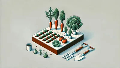 Isometric Vegetable Garden Plot With Gardening Tools