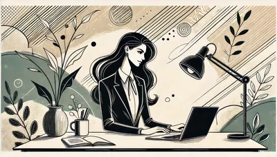 Professional Woman Working on Laptop at Desk