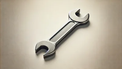 Metallic Open Ended Wrench On Neutral Background