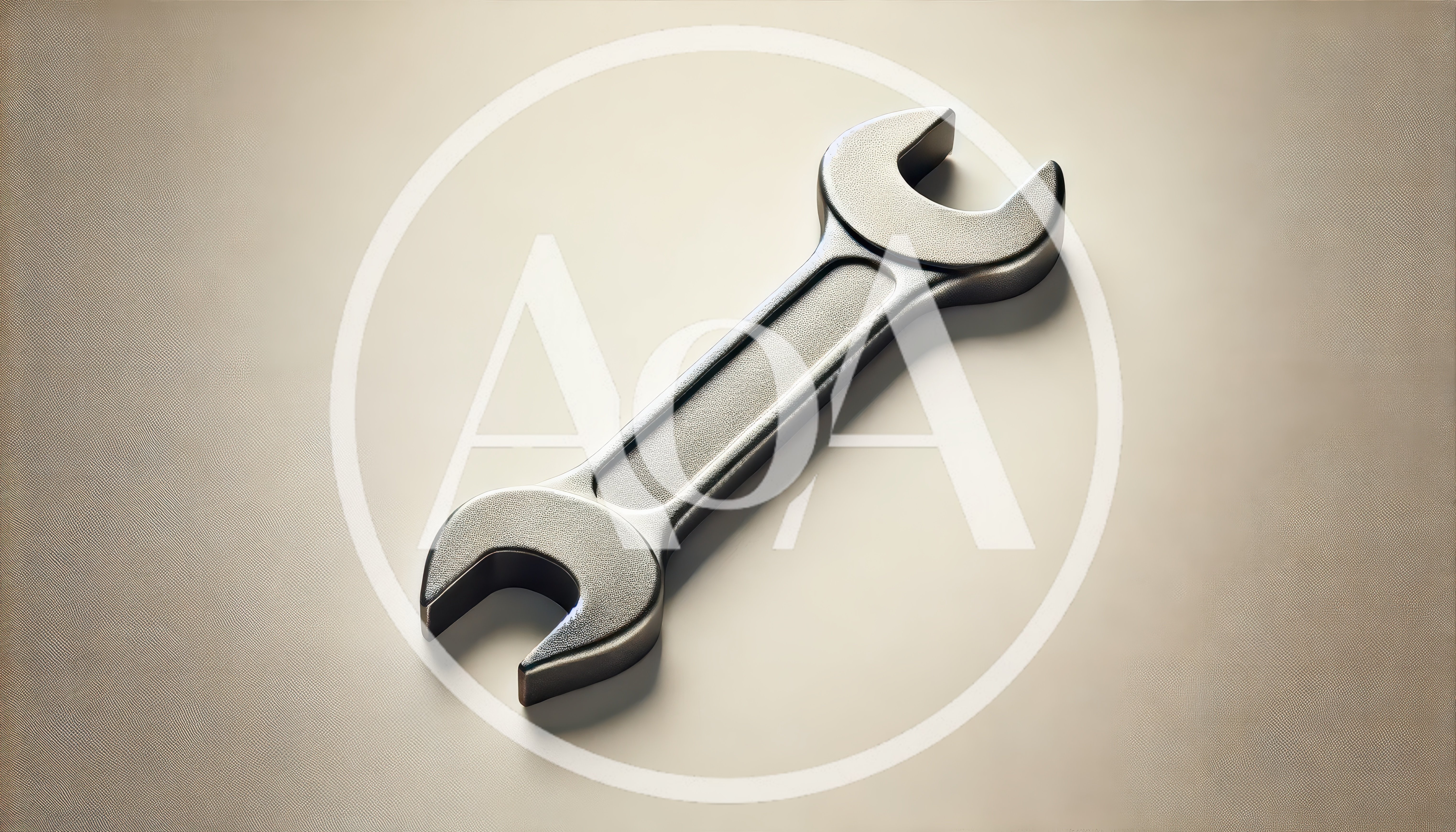 Metallic Open Ended Wrench On Neutral Background