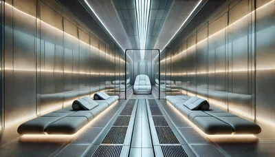 Futuristic Minimalist Lounge Interior With Sleek Seating