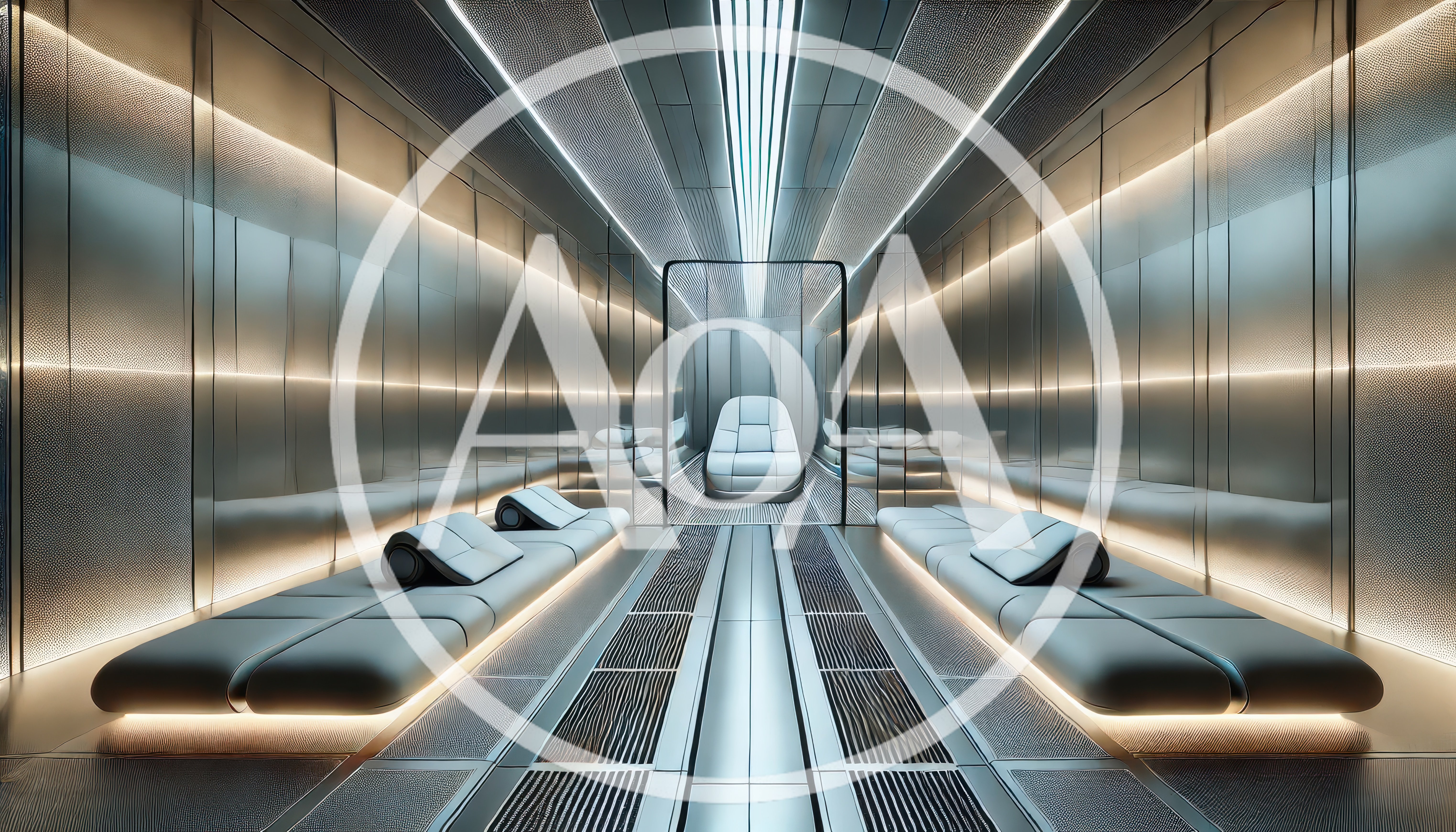 Futuristic Minimalist Lounge Interior With Sleek Seating