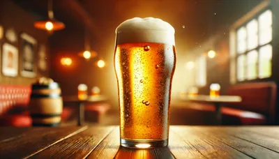 Pint Of Golden Beer On A Pub Table