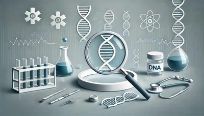 Scientific DNA Research Laboratory Equipment and Magnifying Glass