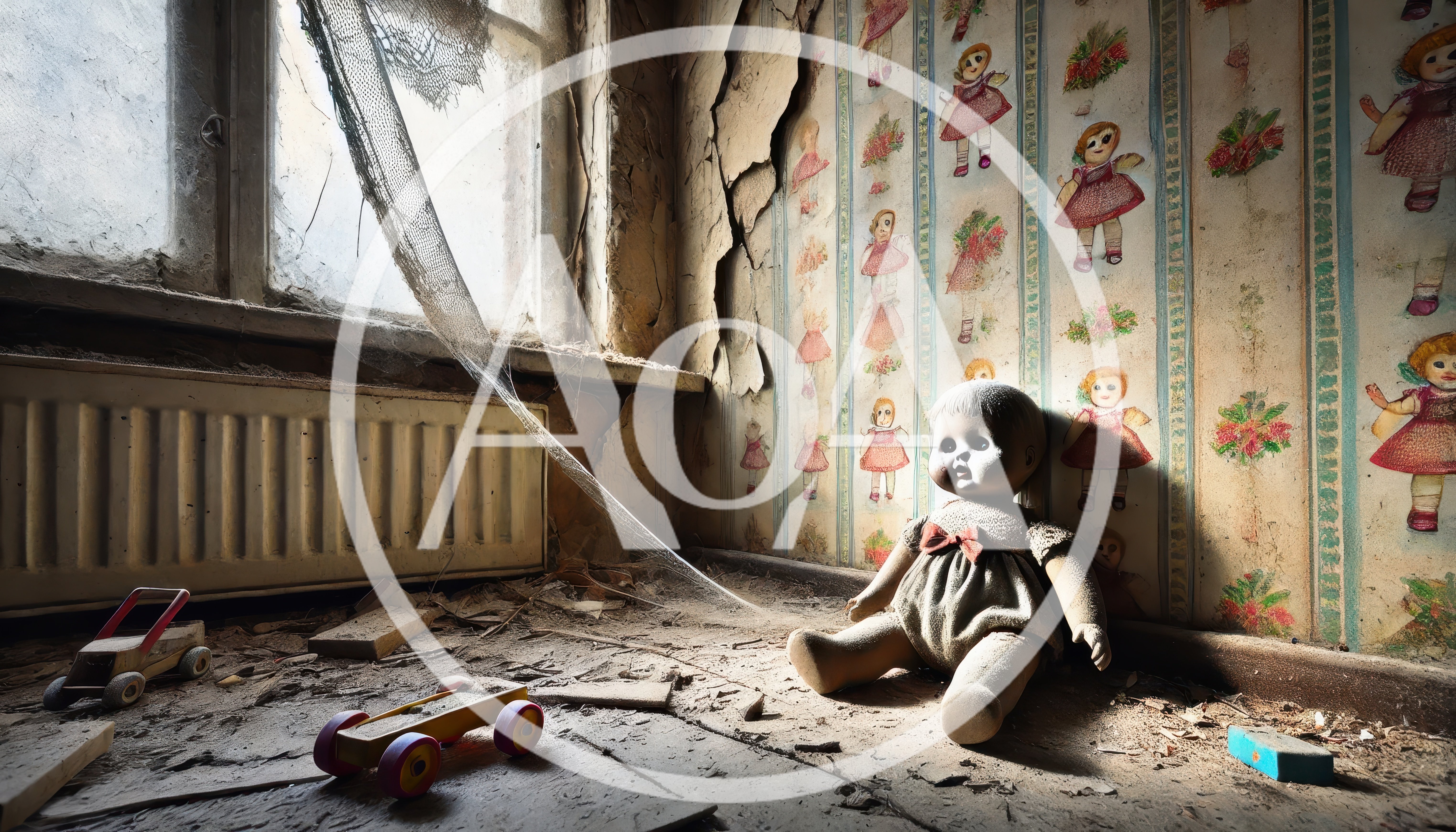 Creepy Vintage Doll In Abandoned Nursery Room