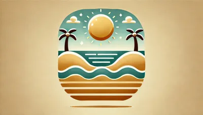 Minimalist Tropical Beach Landscape Illustration
