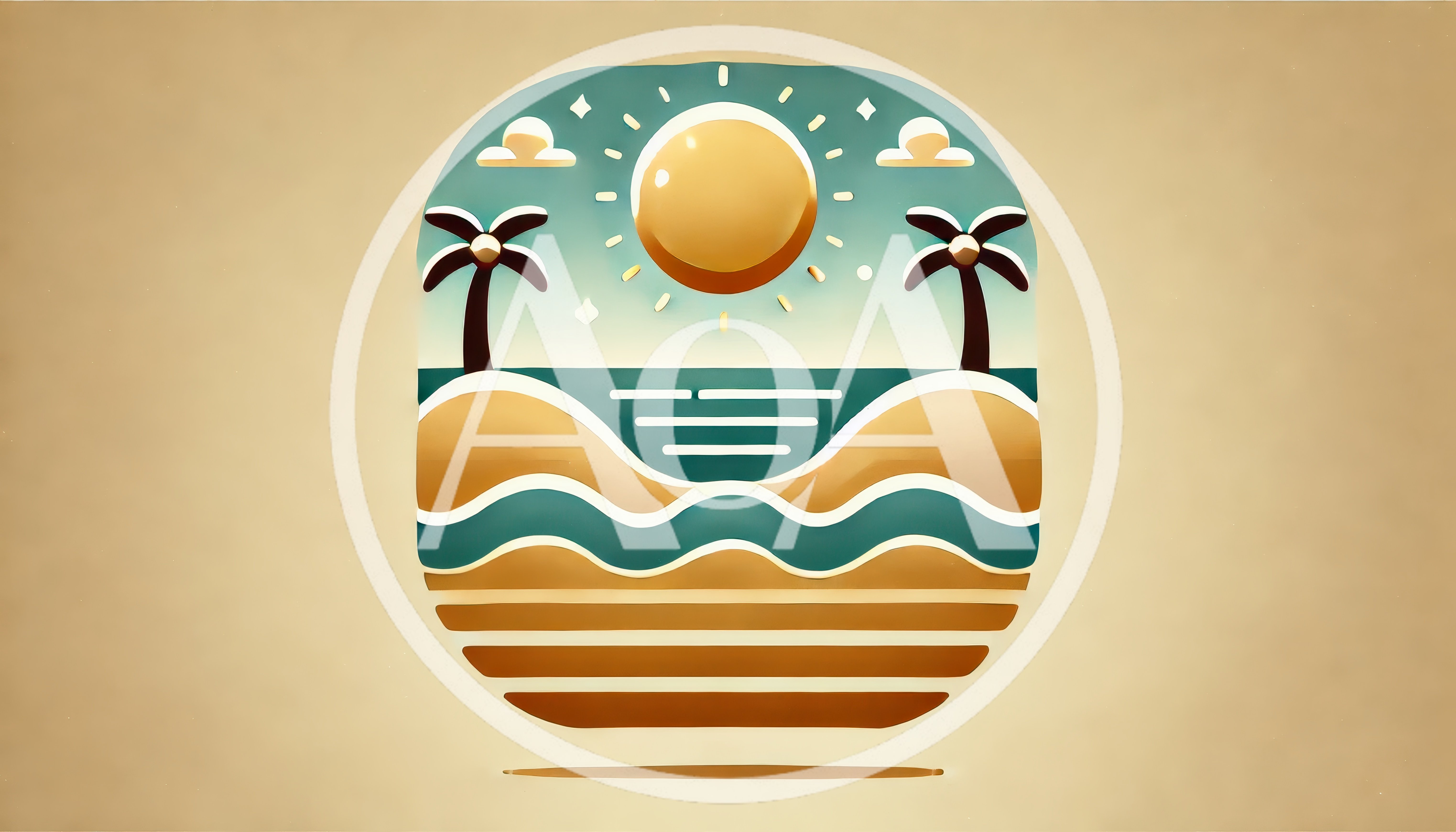 Minimalist Tropical Beach Landscape Illustration