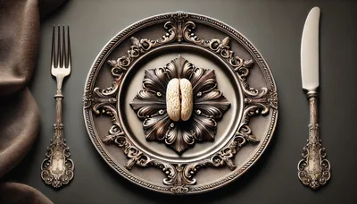Ornate Silver Plate With A Single Brain Specimen