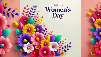Happy Women's Day Paper Cutout Floral Greeting Card