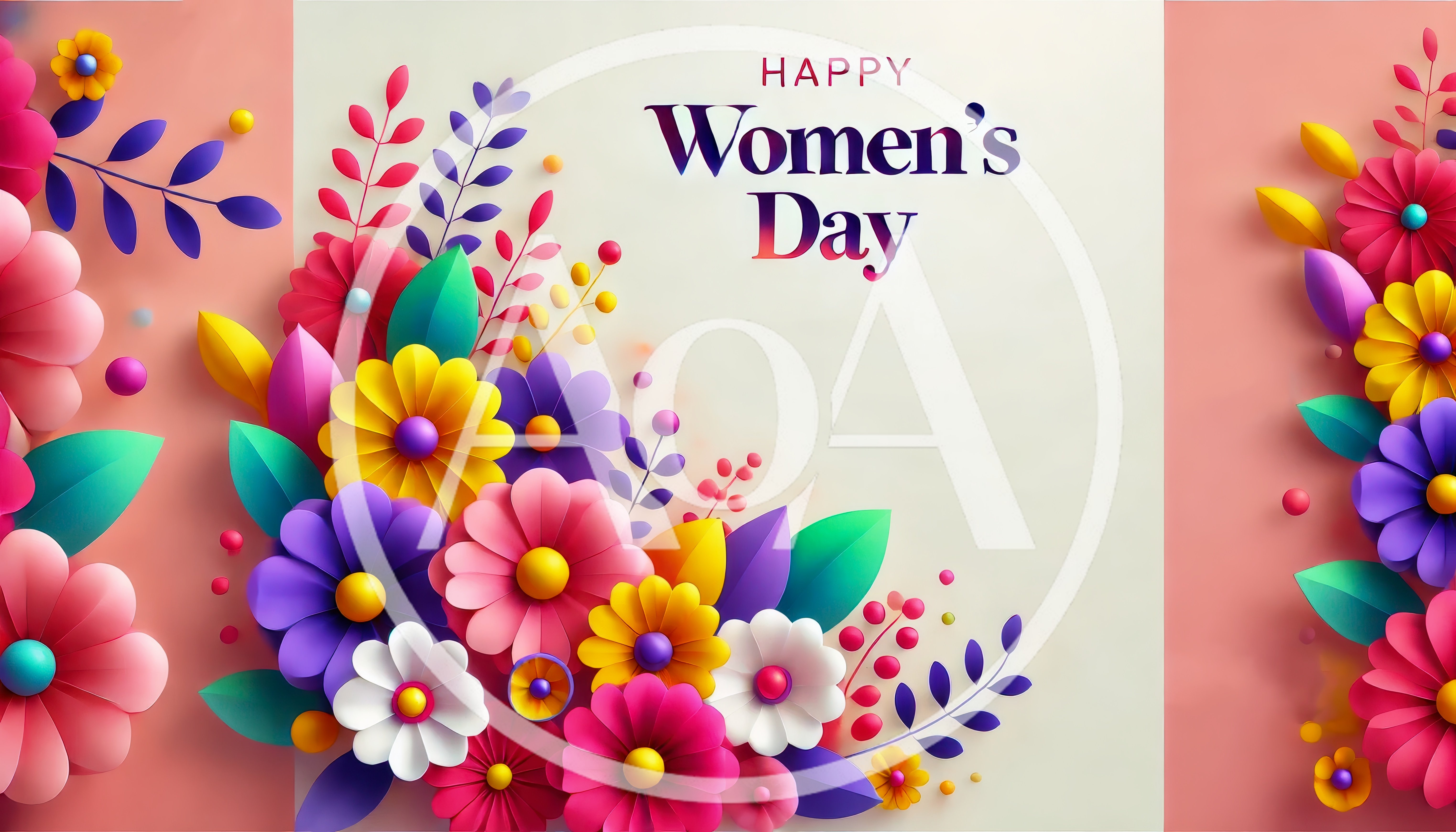 Happy Women's Day Paper Cutout Floral Greeting Card