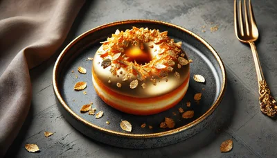 Luxury Gold Leaf Donut On A Dark Plate