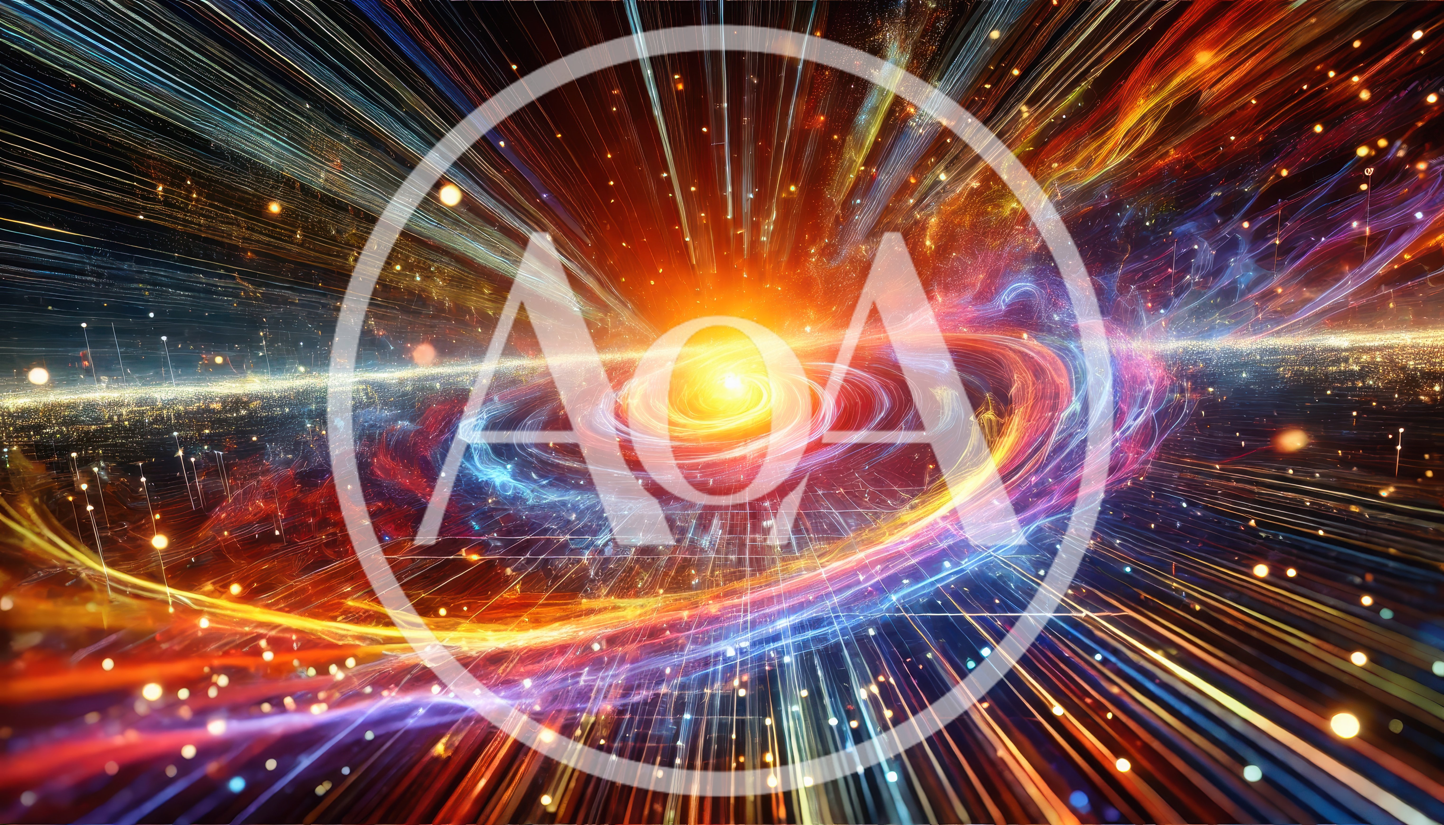 Abstract Digital Galaxy With Swirling Light Trails