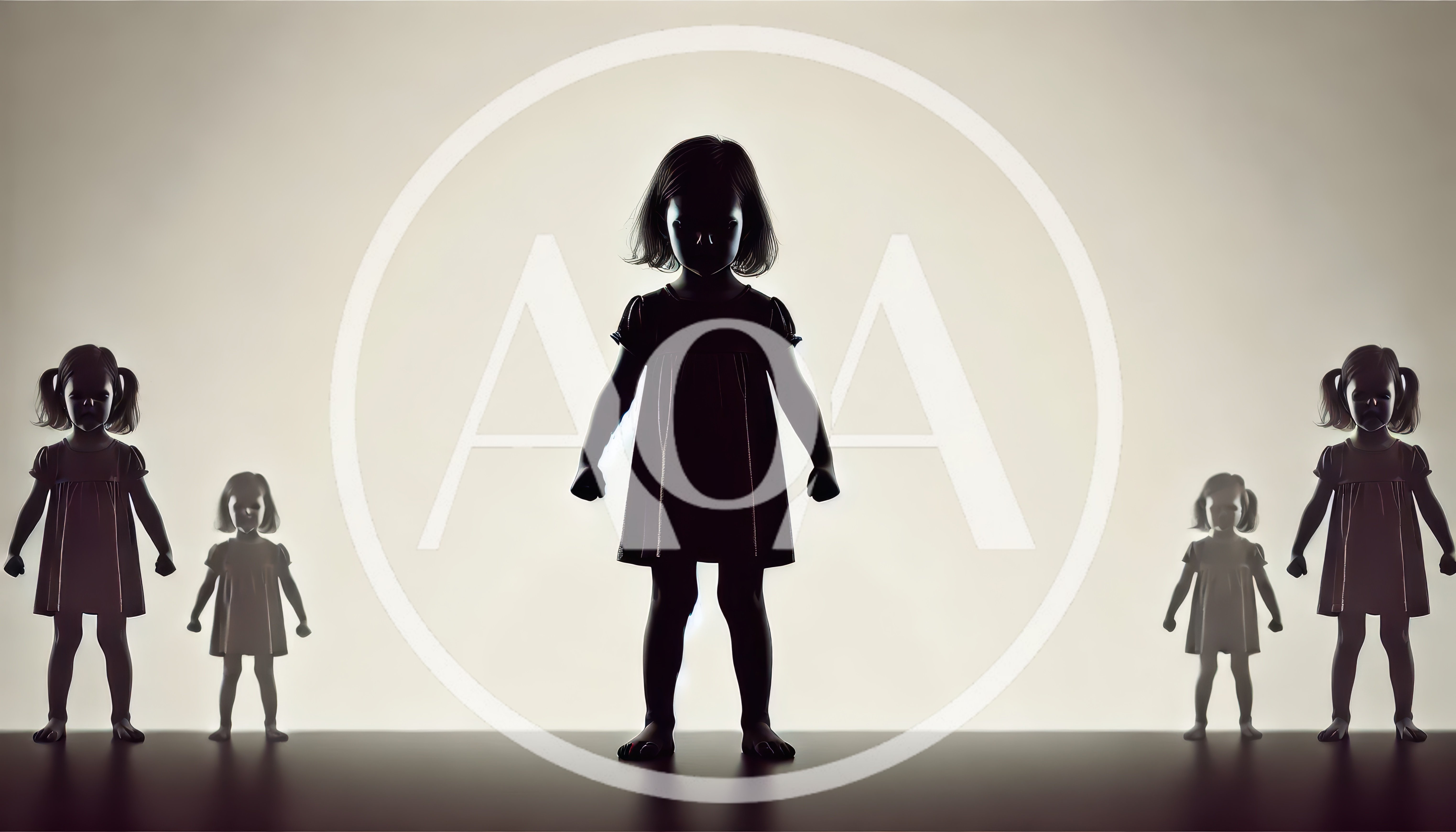 Five Silhouetted Young Girls Standing In A Row