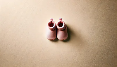 Pair of Pink Baby Booties on Textured Surface