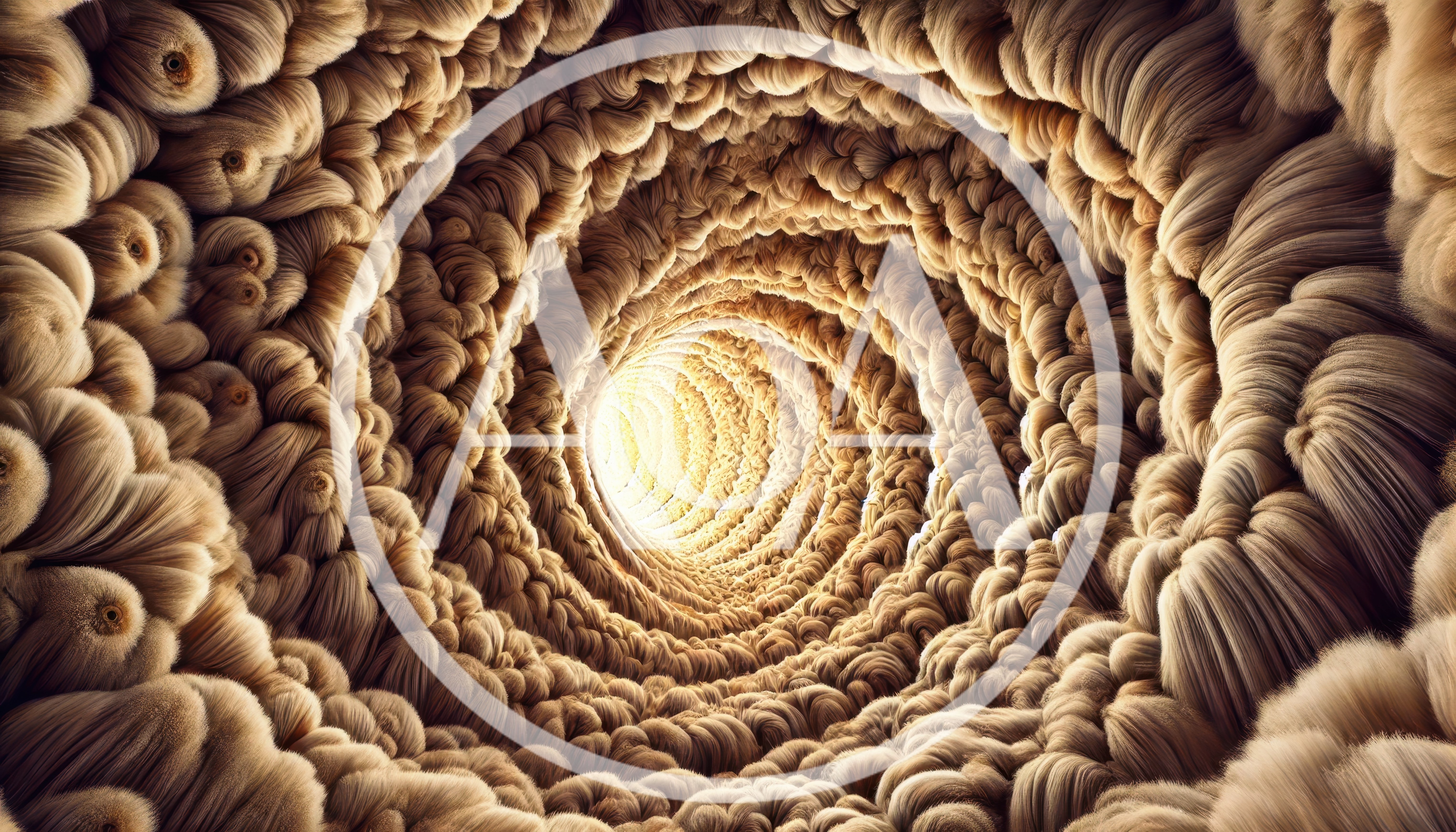 Abstract Furry Tunnel With Glowing Light Center