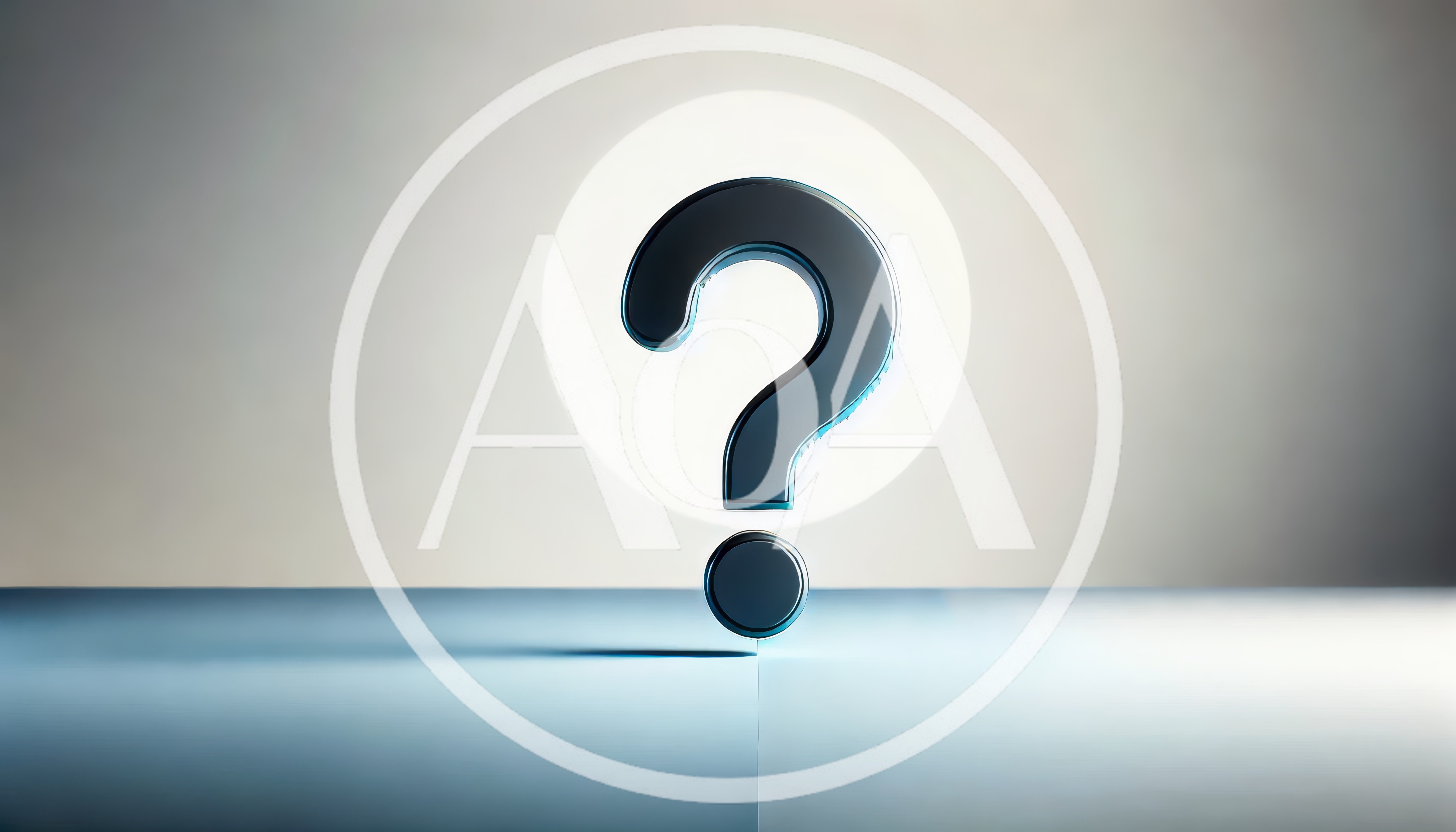 Glossy Metallic Question Mark Symbol On Minimalist Surface