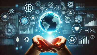 Digital Globe Floating Above Human Hands