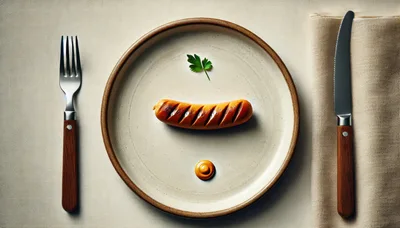 Grilled Sausage Served on a Minimalist Ceramic Plate