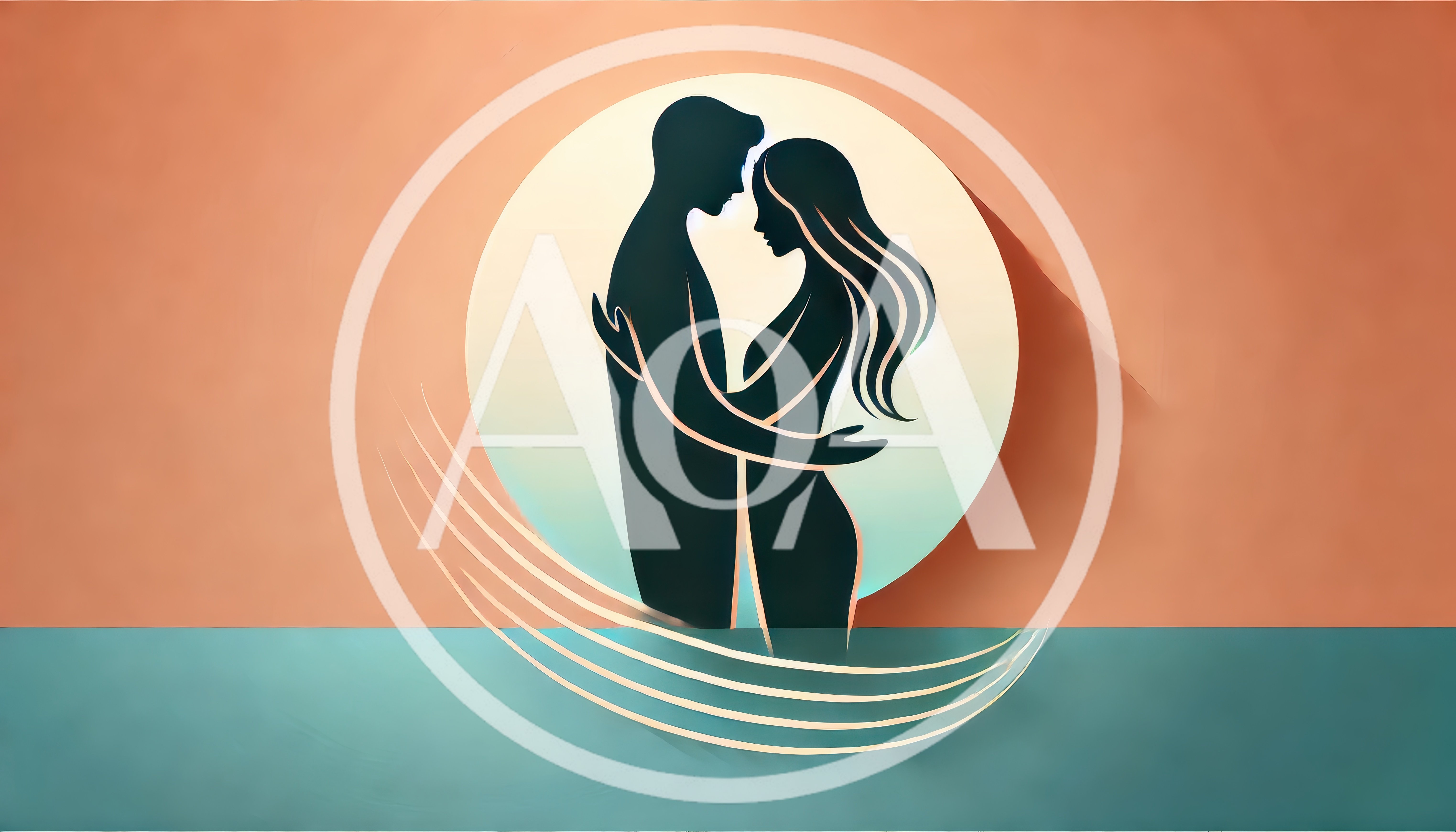 Romantic Silhouette Of A Couple Embracing