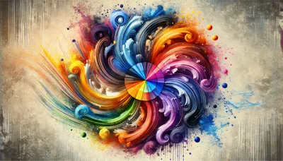 Abstract Colorful Swirling Paint Vortex Art