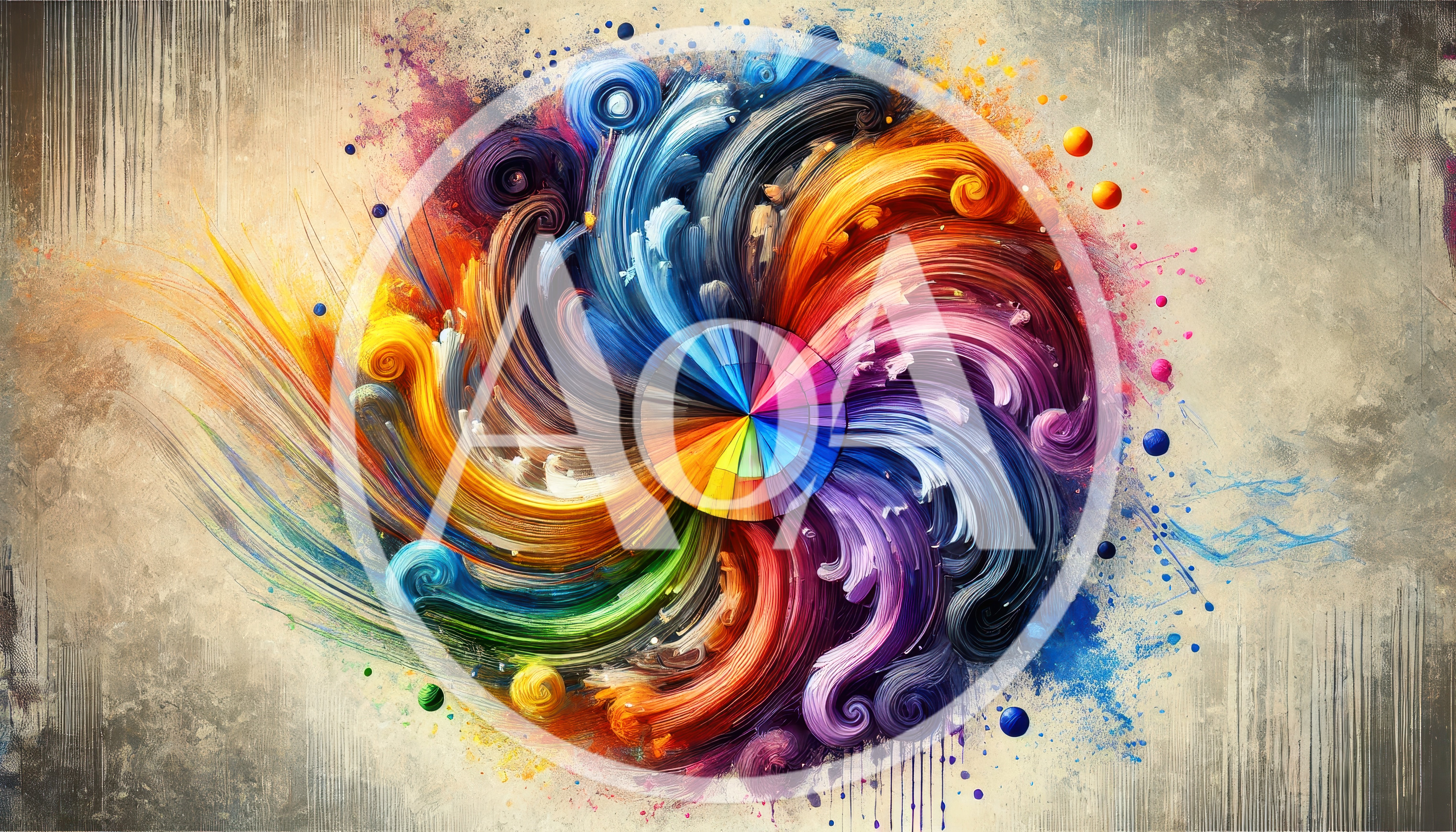 Abstract Colorful Swirling Paint Vortex Art