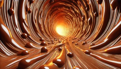 Abstract Tunnel Of Flowing Liquid Chocolate