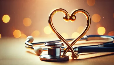 Stethoscope With Golden Heart Shape Symbol