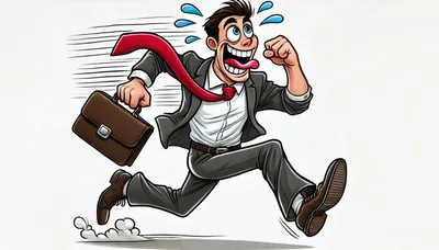 Cartoon Businessman Running In A Rush