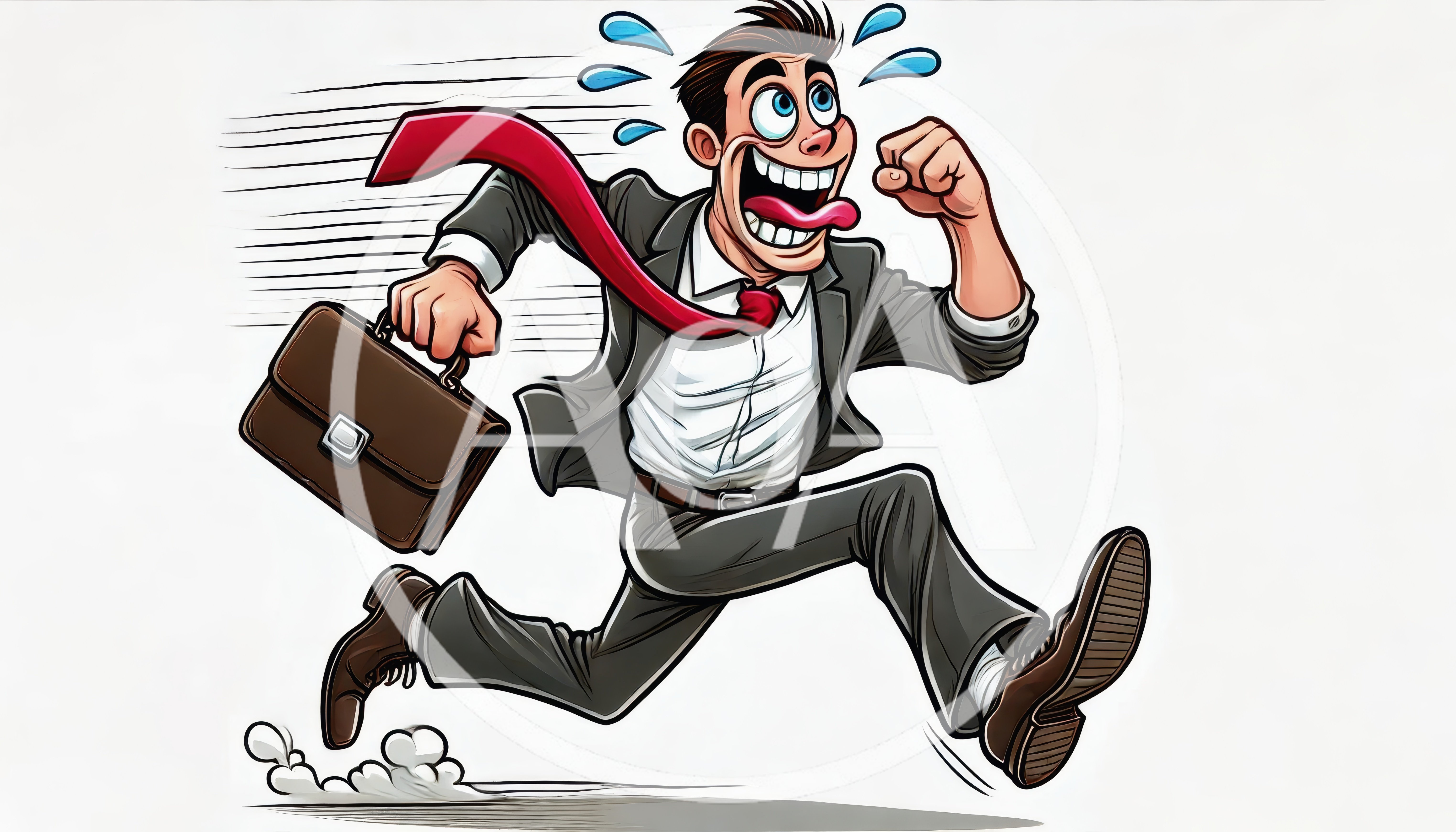 Cartoon Businessman Running In A Rush