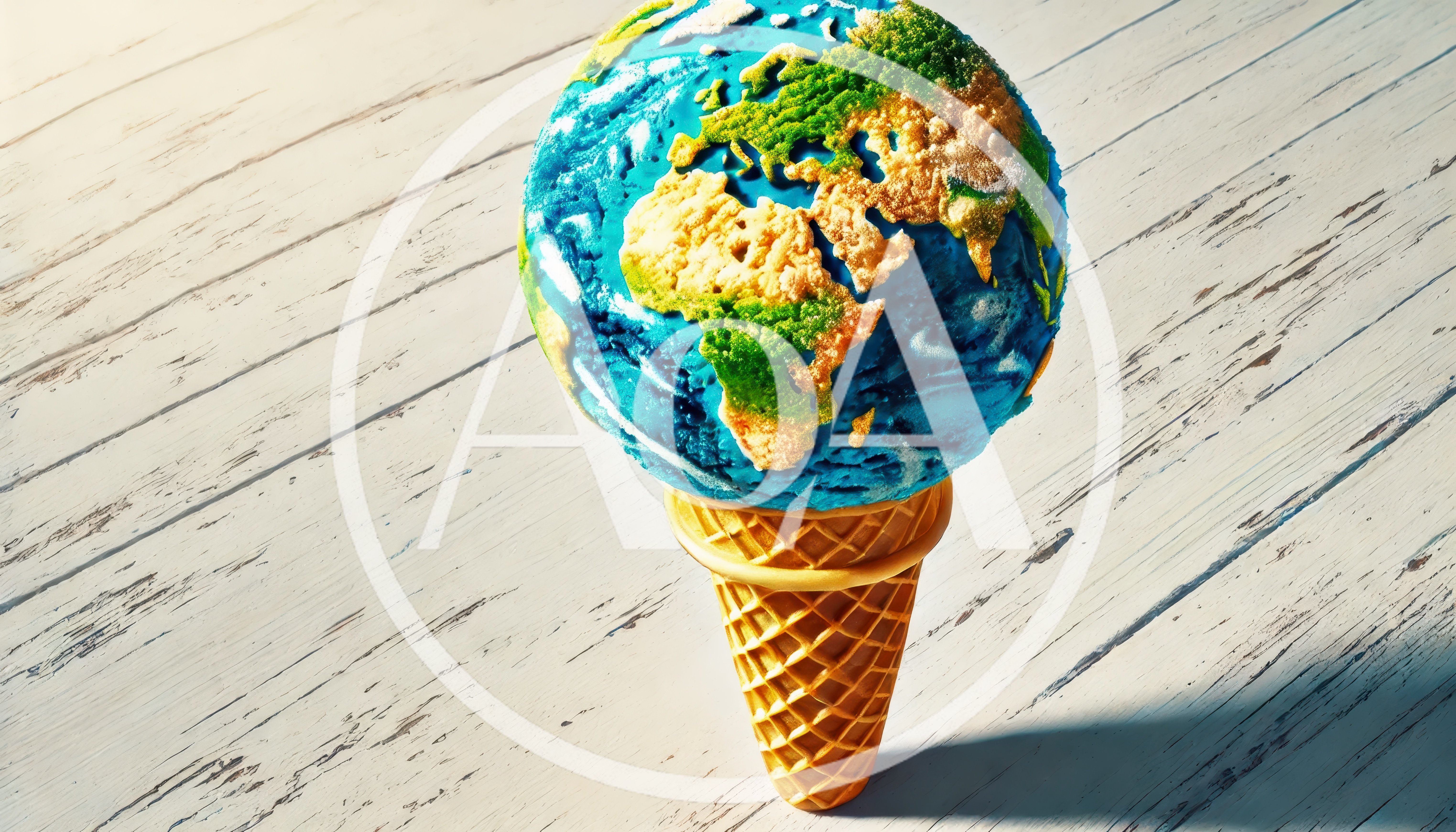Earth Shaped Ice Cream Scoop On Waffle Cone