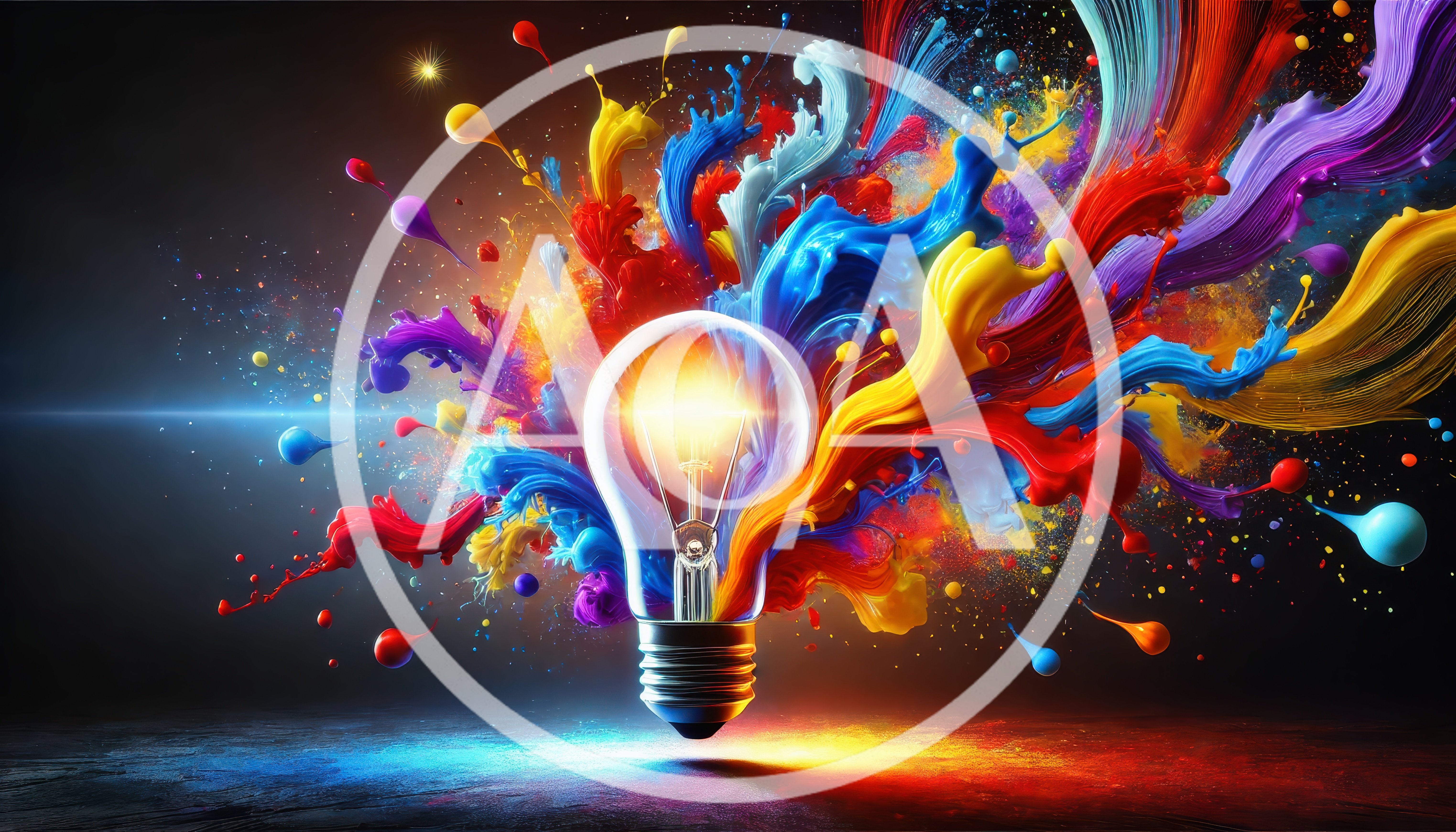 Light Bulb Exploding With Vibrant Colorful Paint Splashes