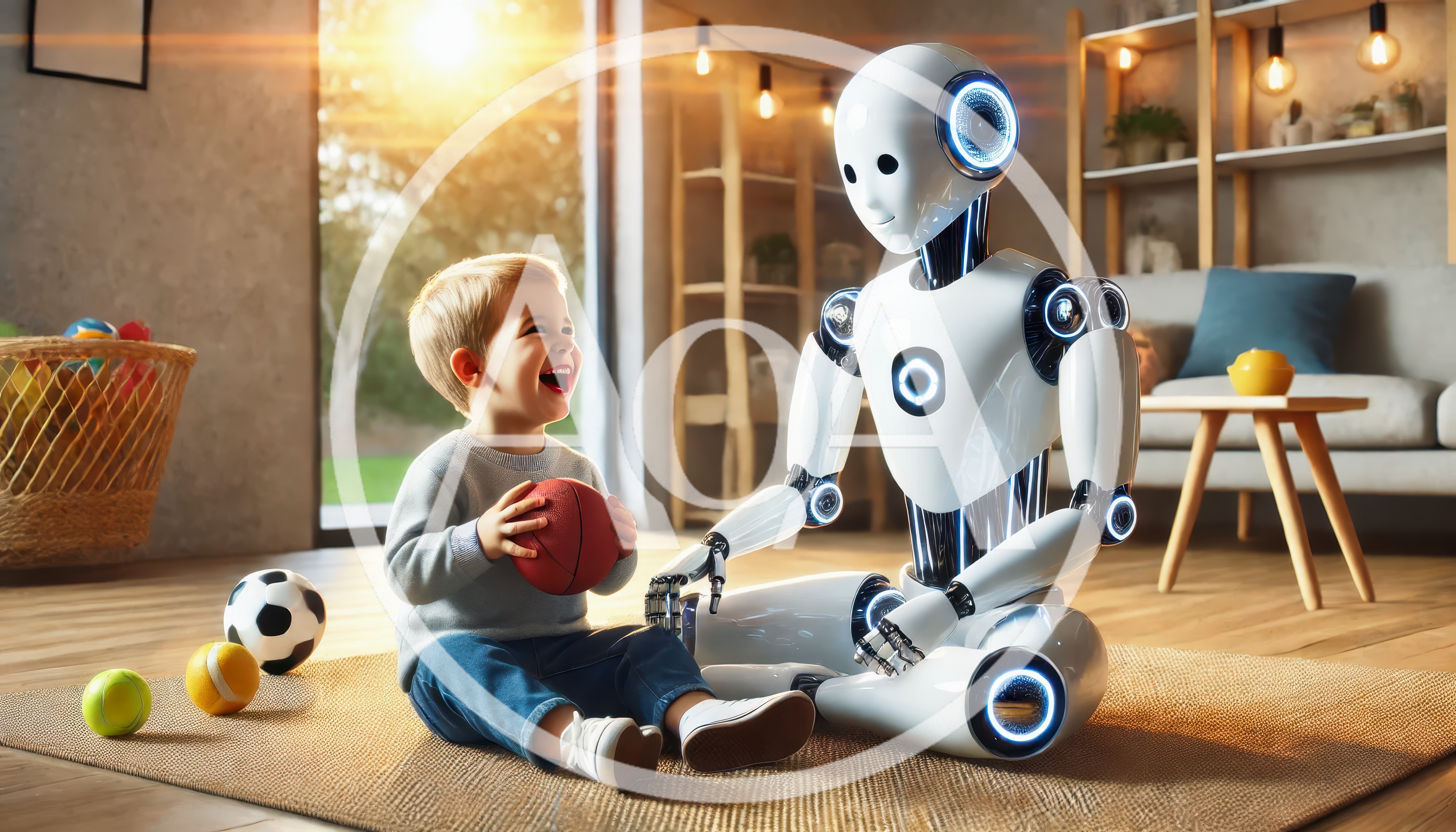 Young Boy Playing With Humanoid Robot At Home