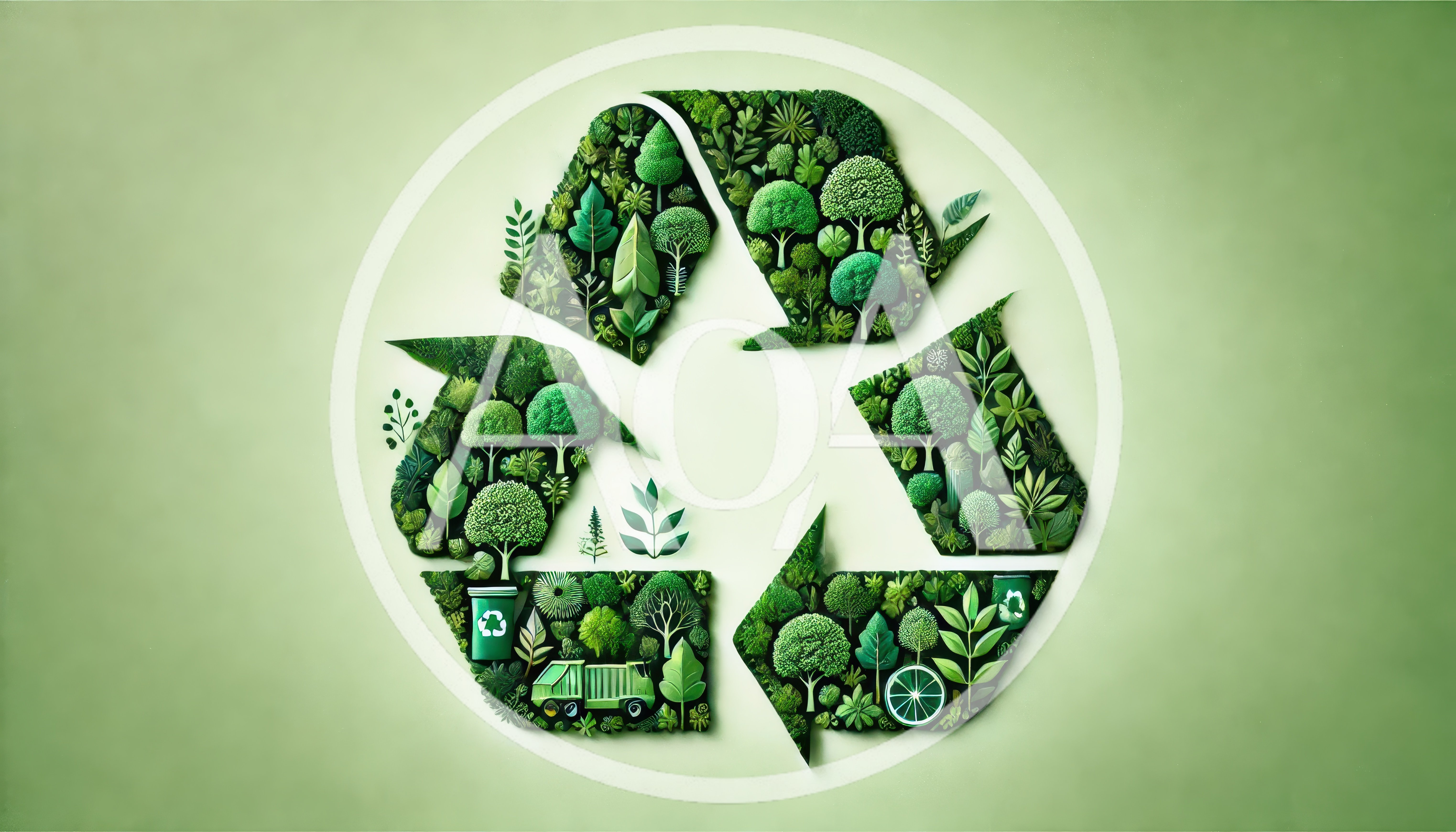 Recycle Symbol Composed Of Lush Green Nature Elements
