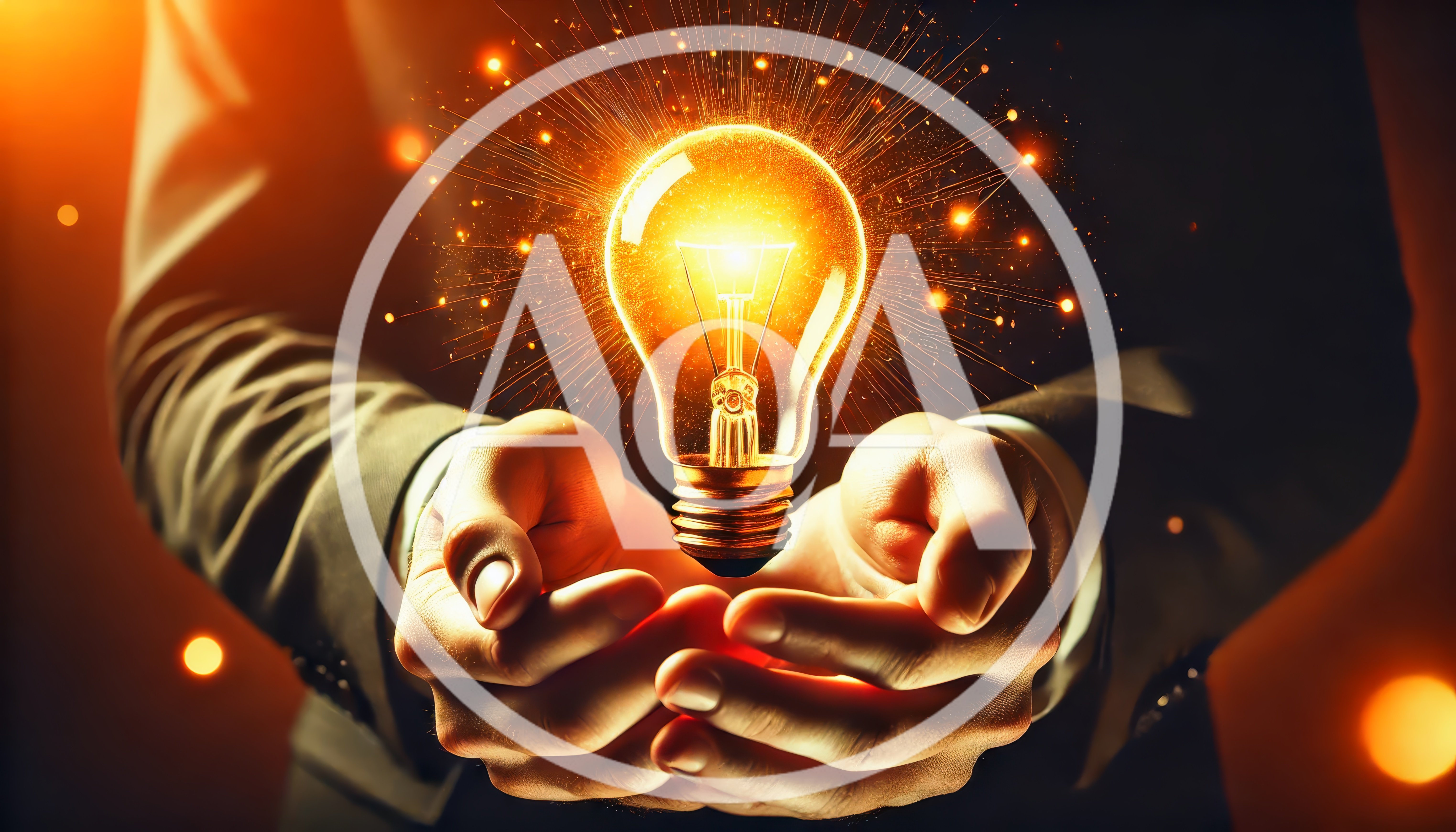 Businessman Holding Glowing Light Bulb Concept