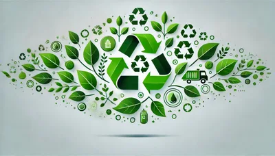 Green Recycling Symbol Surrounded By Nature Elements