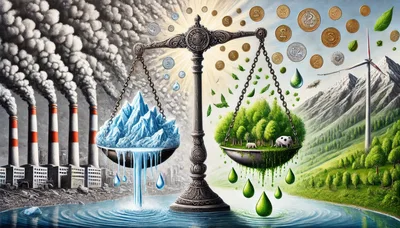 Conceptual Balance Scale Between Industrial Pollution And Nature