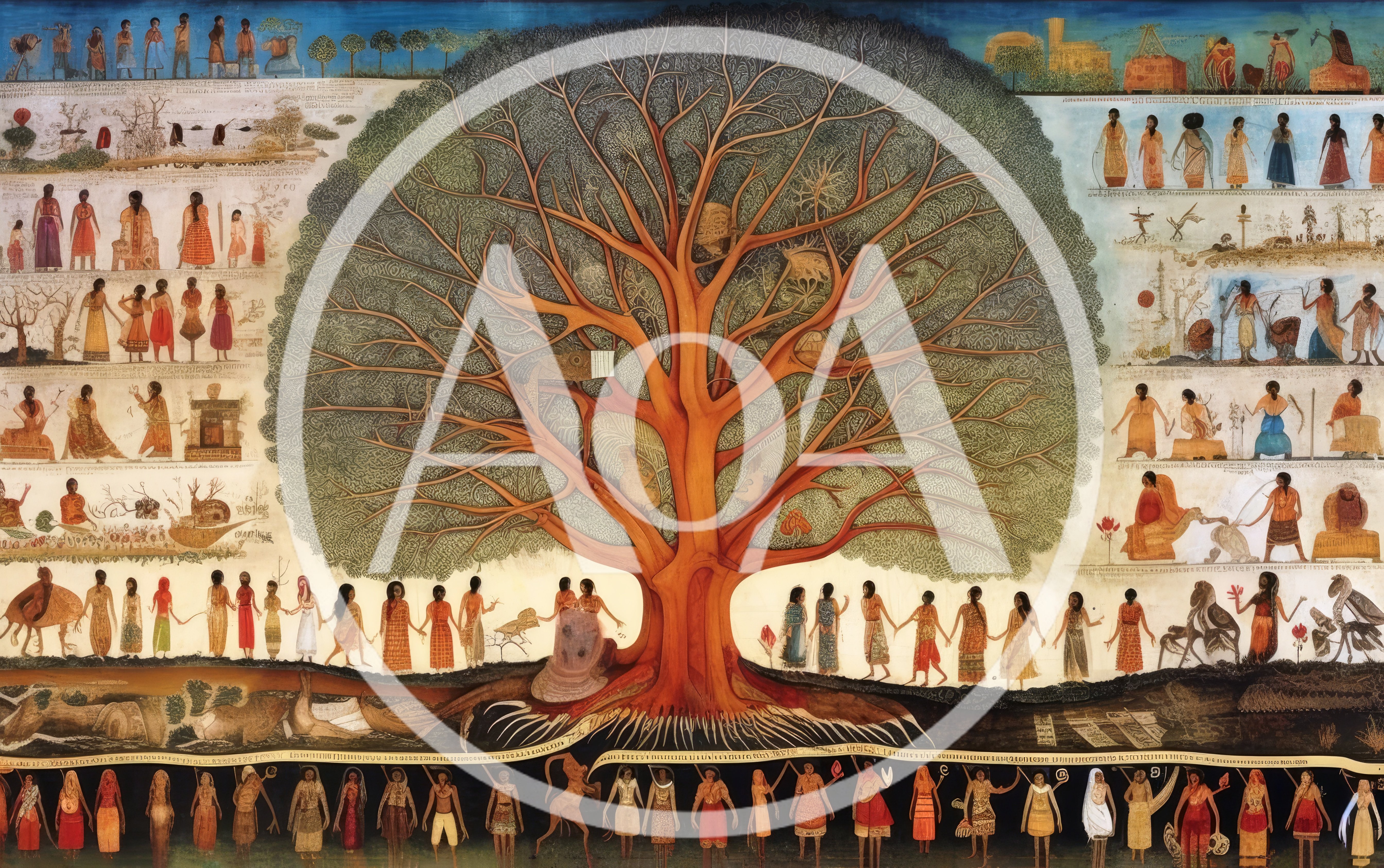 Large Mural Depicting A Symbolic Tree Of Life