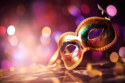 Golden Masquerade Mask With Colorful Glitter Accents