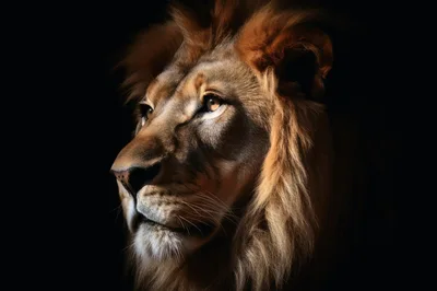 Majestic Lion Portrait Against A Dark Background