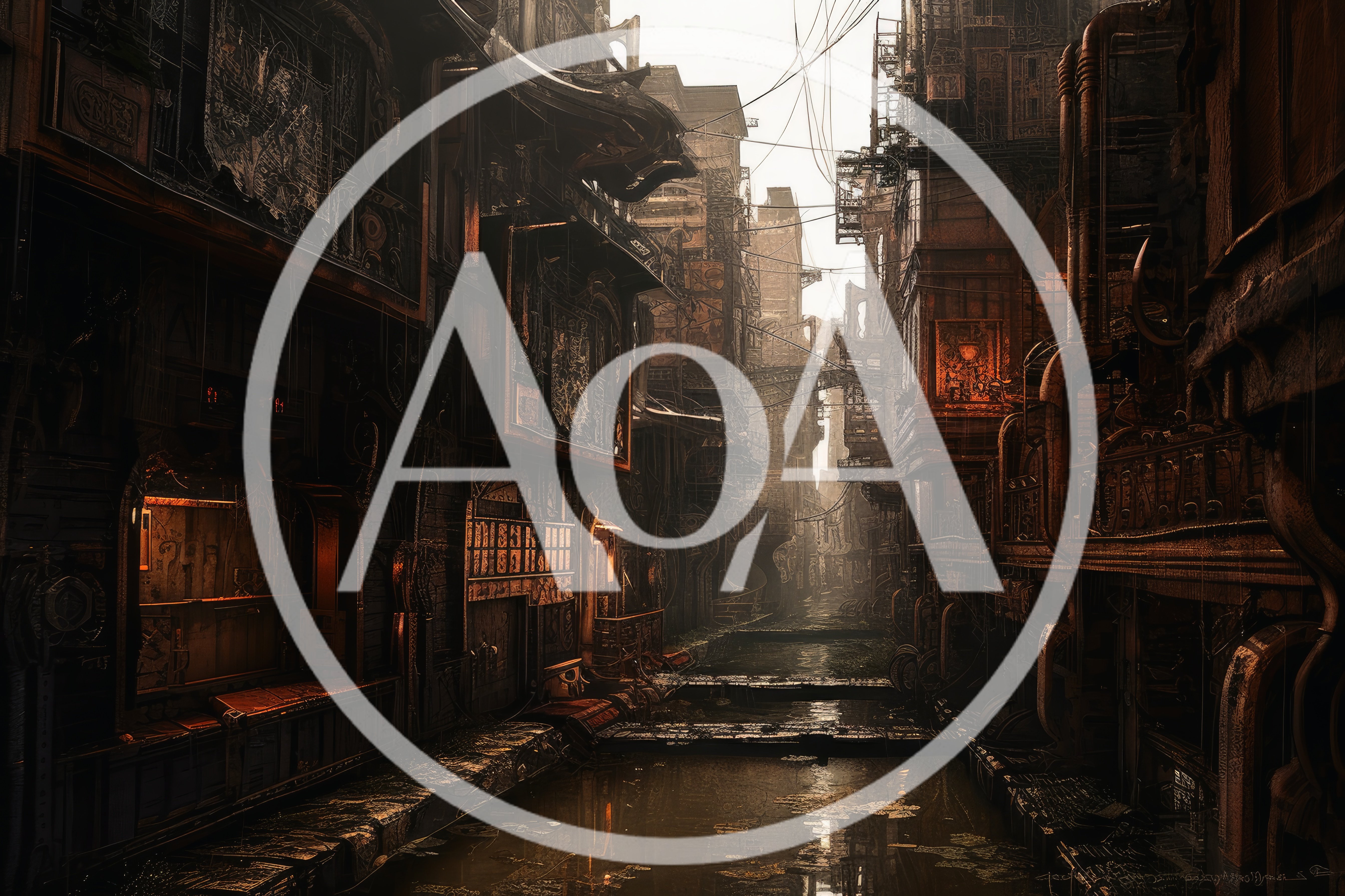 Dystopian Industrial Alleyway With Reflective Water