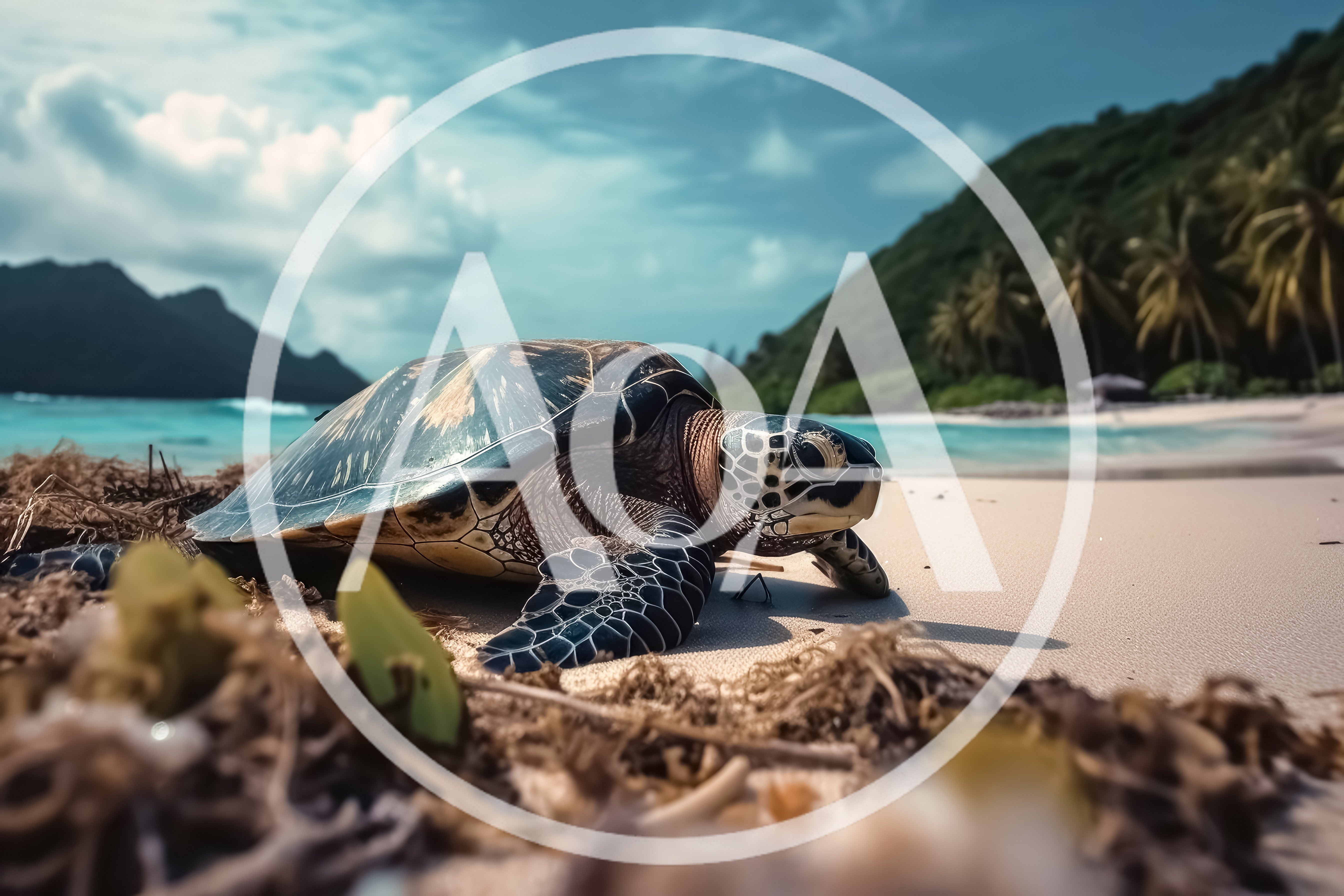 Sea Turtle Crawling On A Tropical Beach