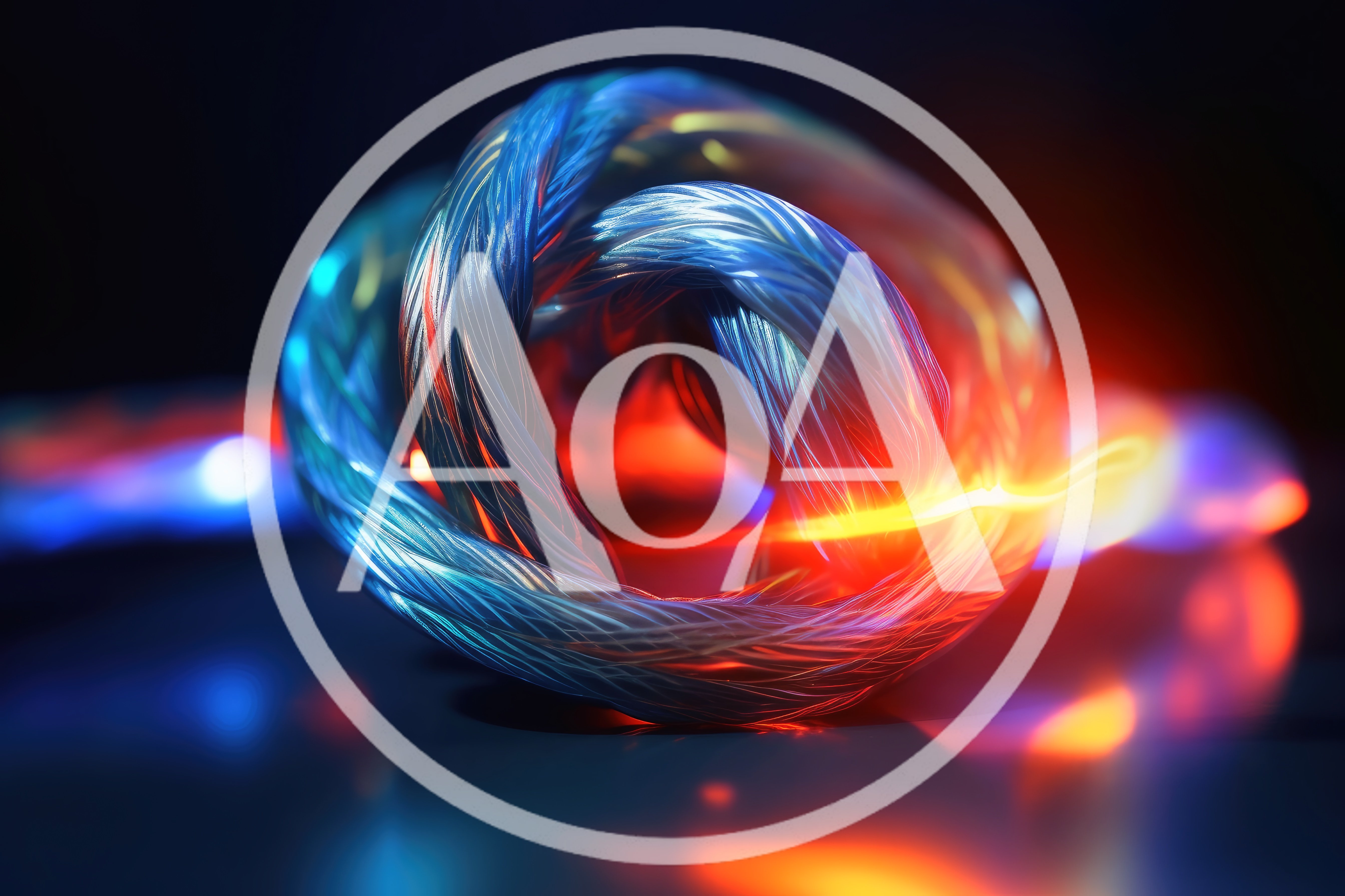 Abstract Twisted Fiber Optic Cable With Glowing Light