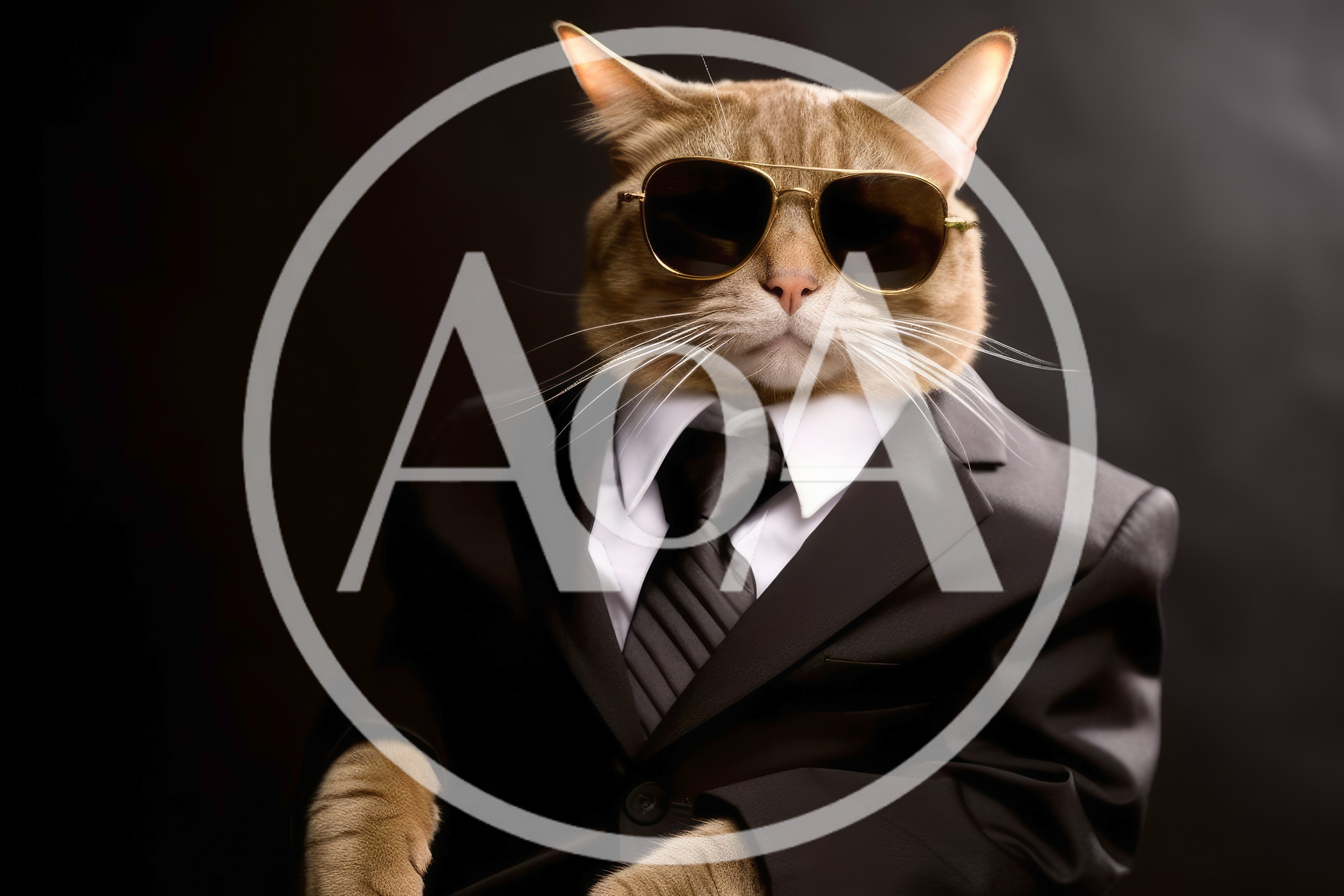 Cool Ginger Cat Wearing A Suit And Sunglasses