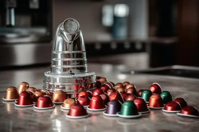 Silver Coffee Capsule Machine With Assorted Espresso Pods
