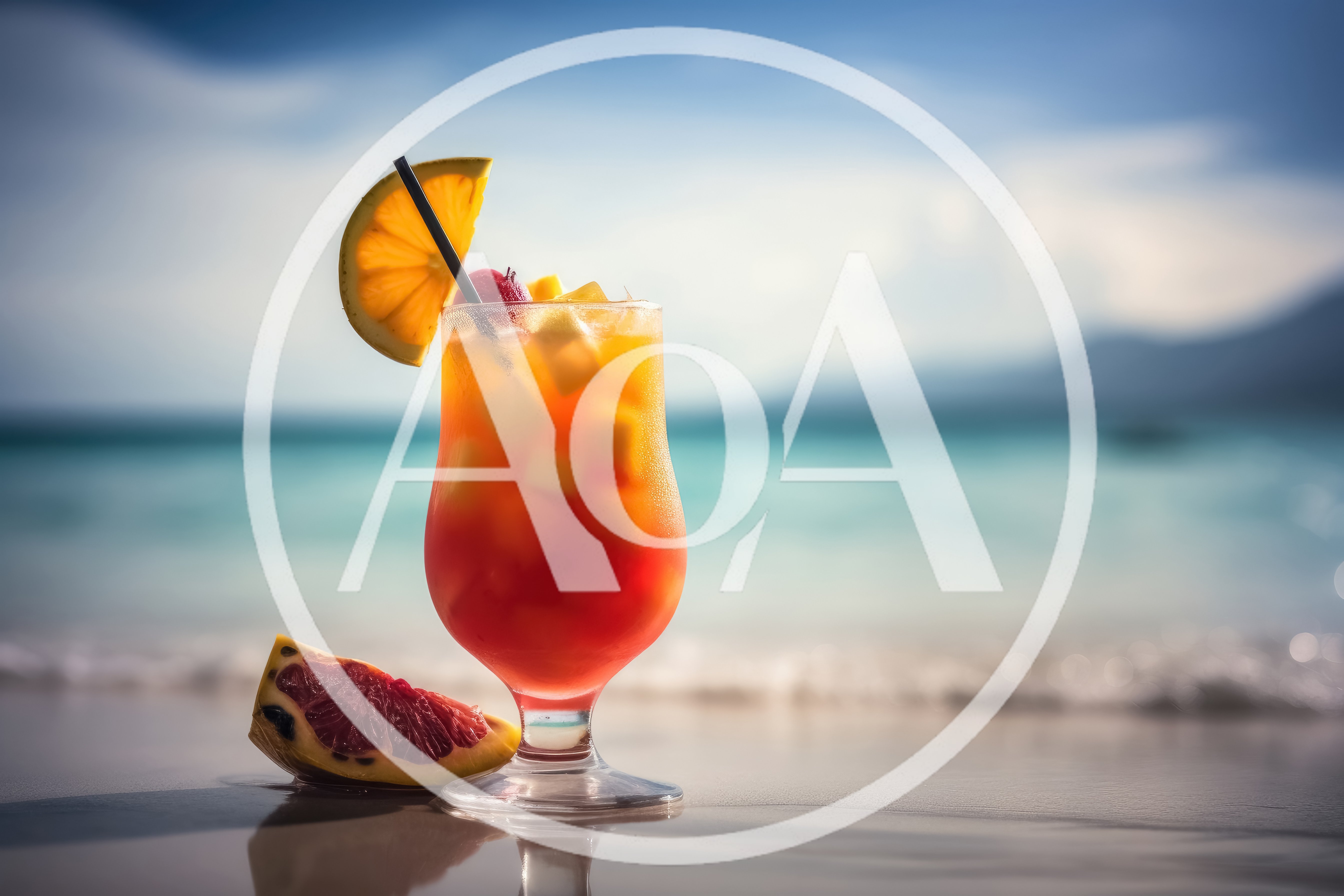 Tropical Fruit Cocktail On A Sunny Beach